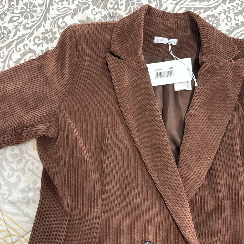 Piazza Roma Brown Corduroy Women's Blazer - Picture 3 of 6